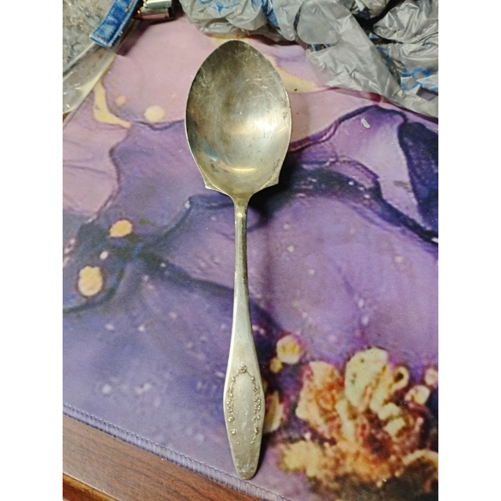 Antique Silver Plate Serving Spoon:French Markings, 1907